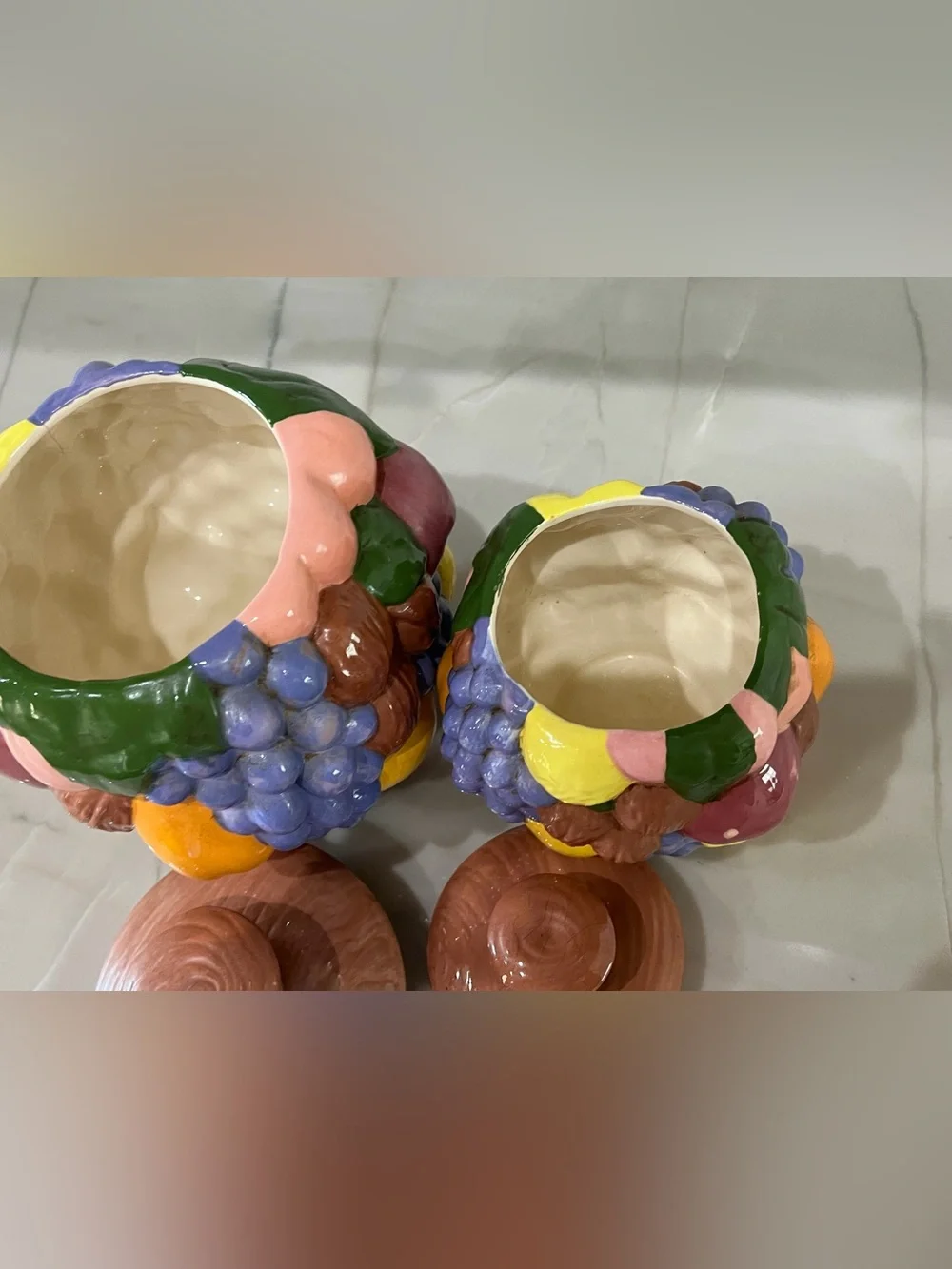 Vintage Colorful Ceramic Fruit Canister Set - Multicolor